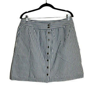 Hanna Andersson Love Women's Size 14 Blue White Striped Button Up A-Line Skirt